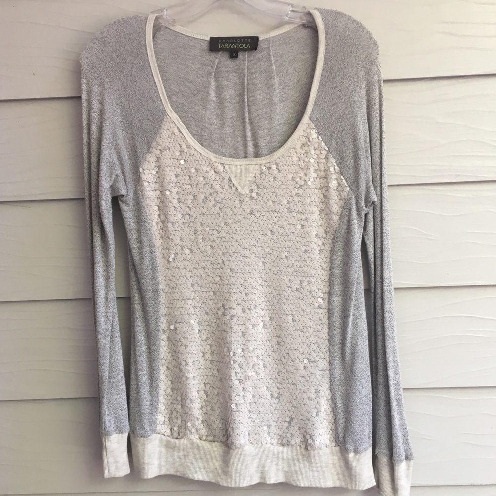 Charlotte Tarantola Sequin Grey Pullover Sweater